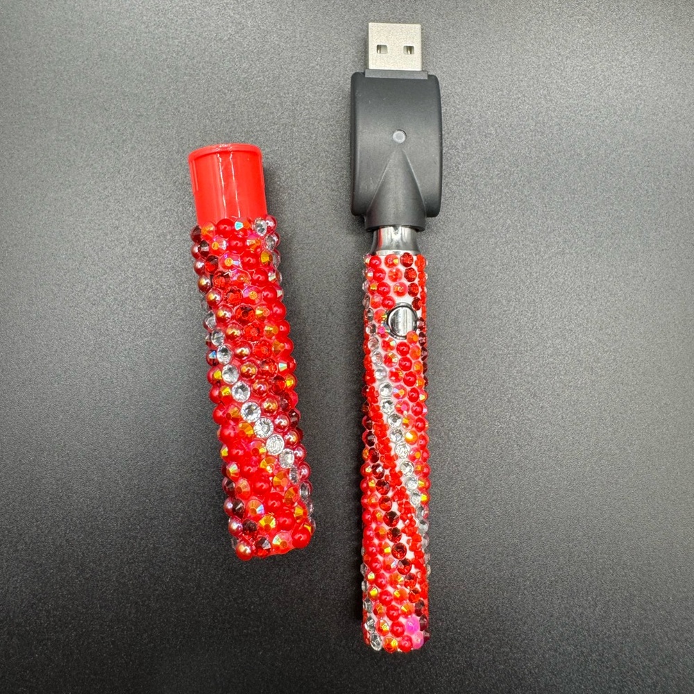 Red Rhinestone Battery & Matching J-Case 💨